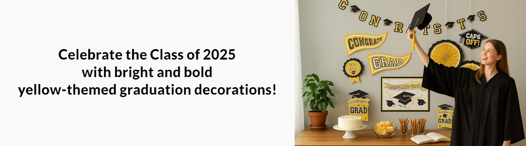 Yellow Congrats Grad Room Decorating Kit, 10pc