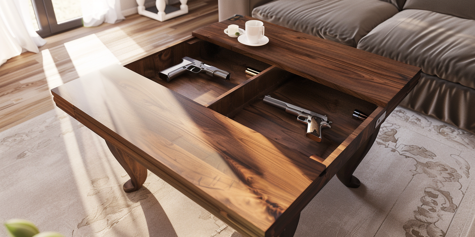 secret handgun safe hidden in plain sight, hidden gun furniture with secret compartments