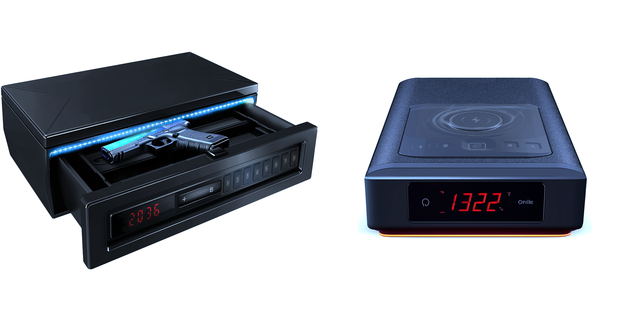 quick access gun safe safe alarm clock with slide out drawer for nightstand, bedside hidden gun safe clock phone charger like vaultek smart station or gun safe vaultek slider
