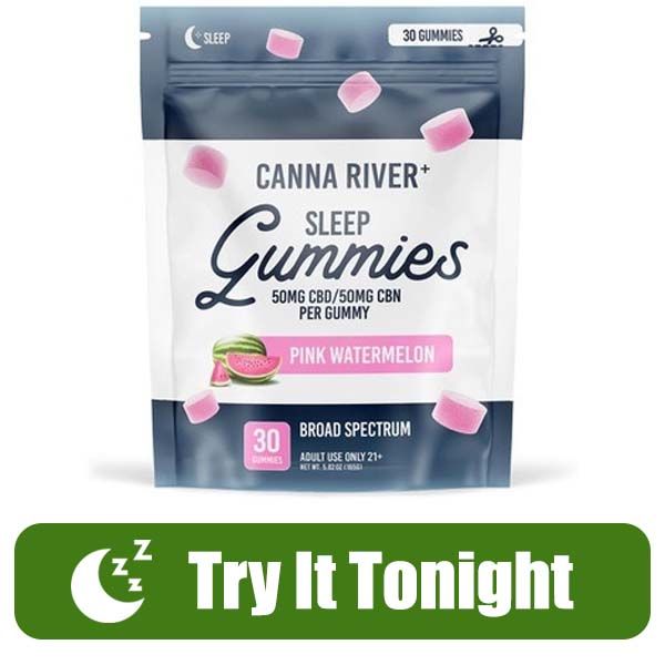 Canna River Sleep Gummies - Pink Watermelon, 50mg CBD + 50mg CBN