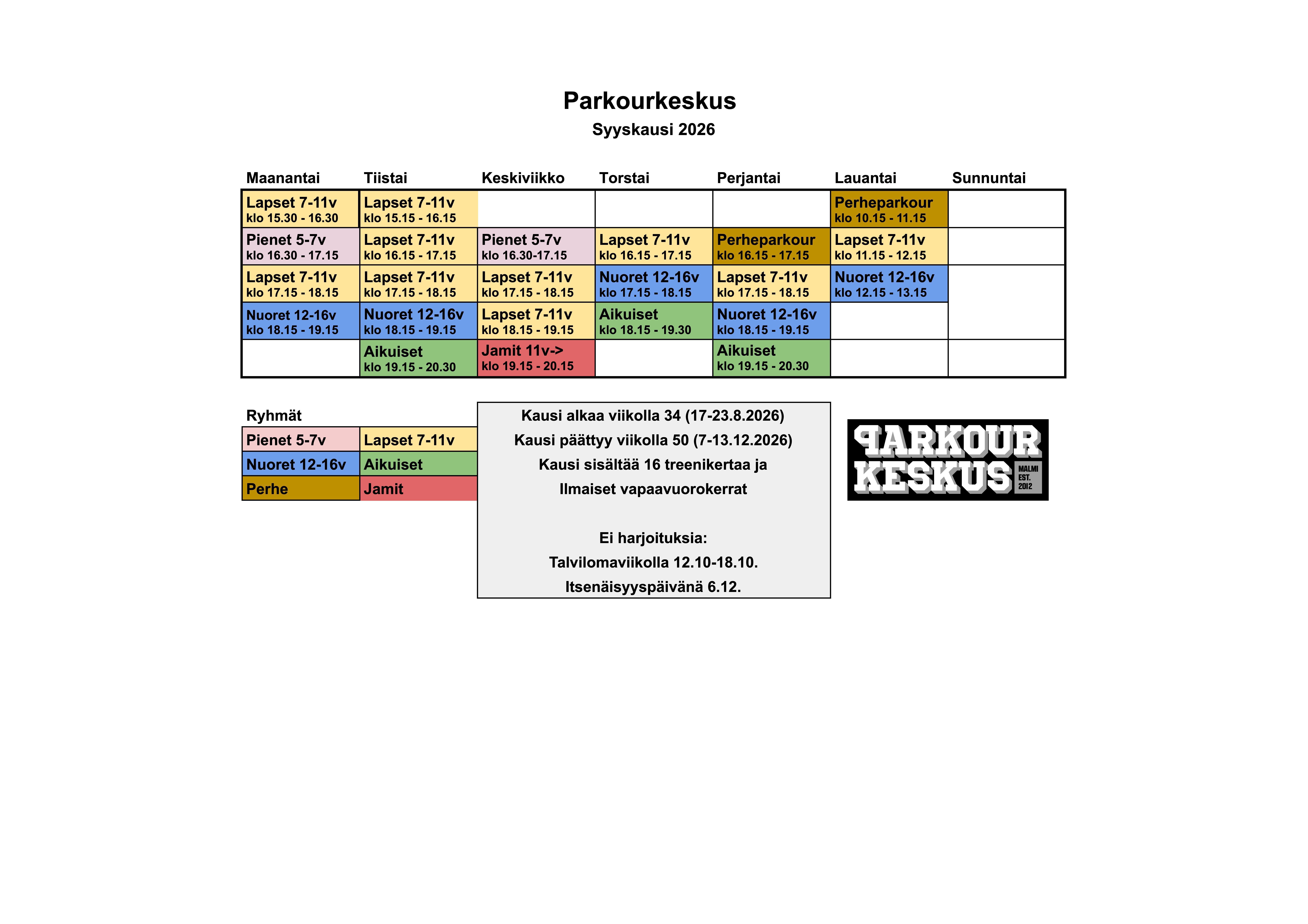 Viikkokalenteri 2026 Kevätkausi