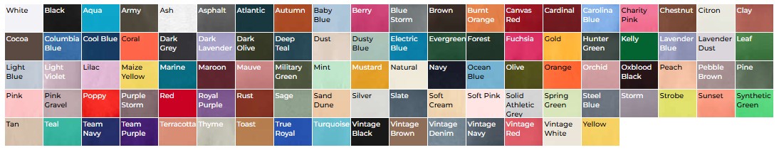 bella t-shirt colors