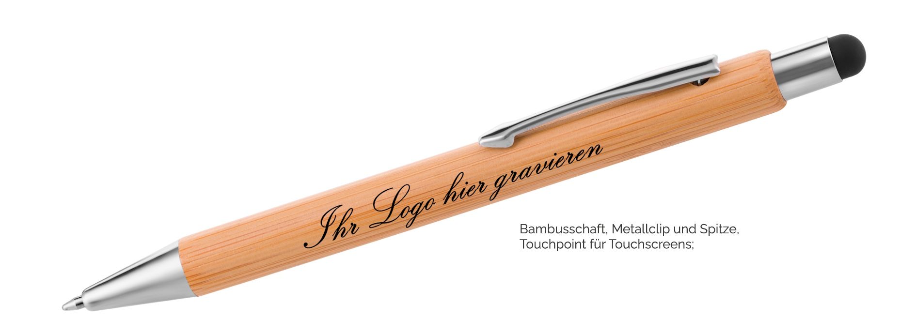 Bambus Stylus Kugelschreiber Bambu Silver  CO2-Lasergravur