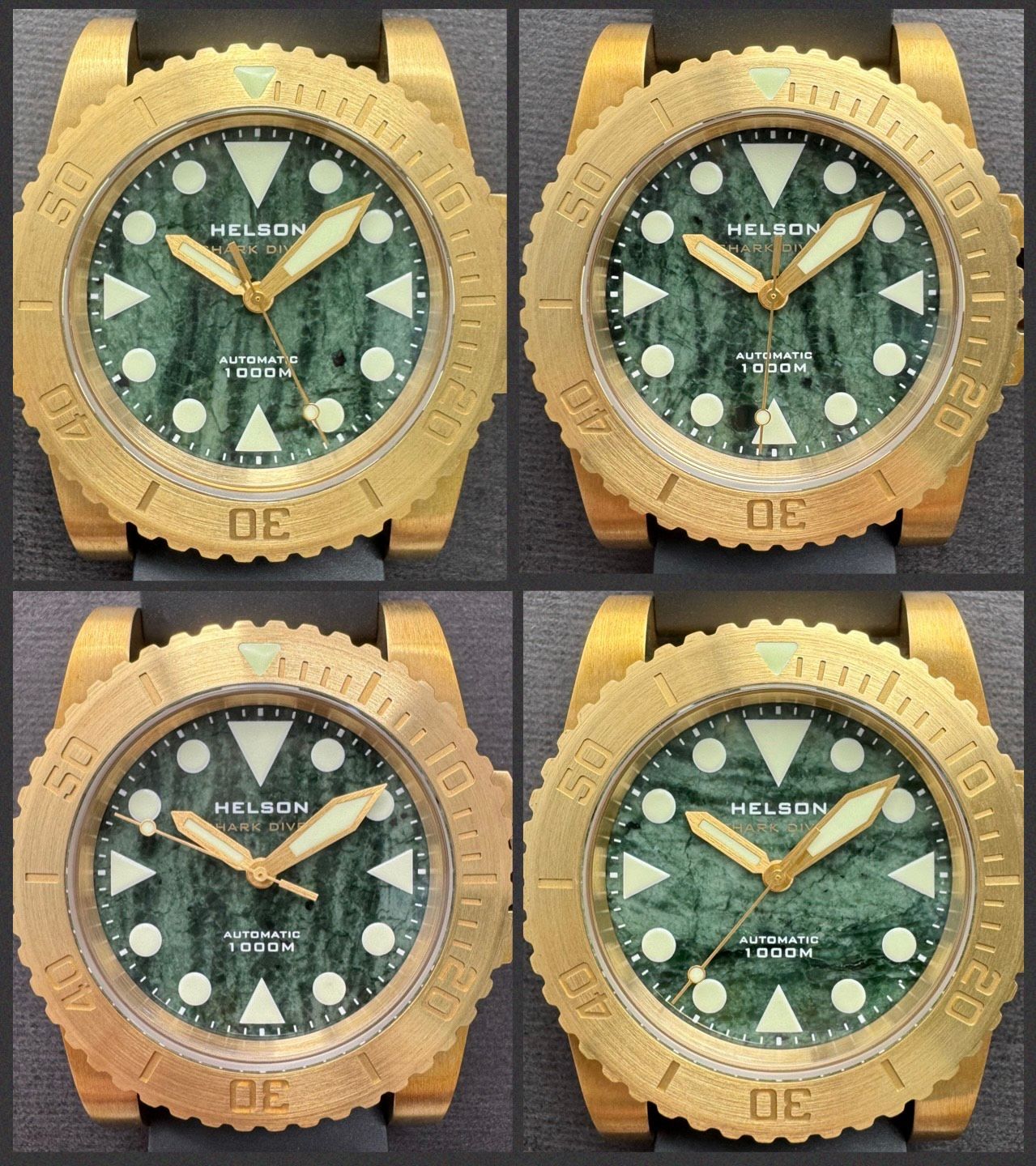 蛇石 Shark Diver 45 Brass Green Marble