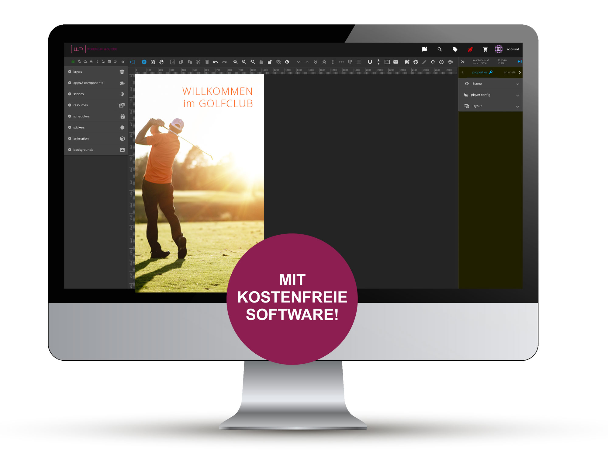 Abbildung kostenfreier Digital Signage Software