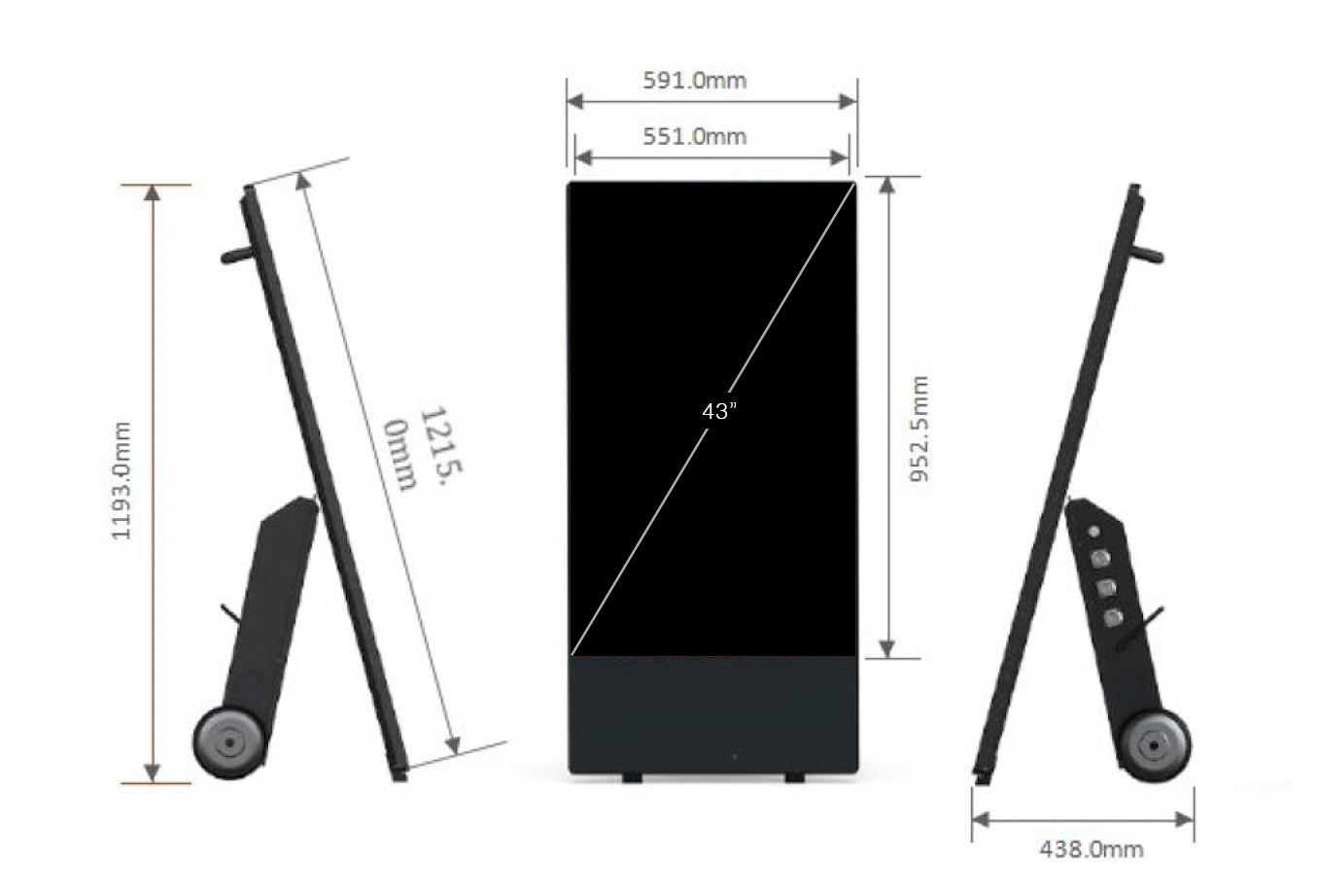 Abmessungen von mobiler Outdoor-Stele