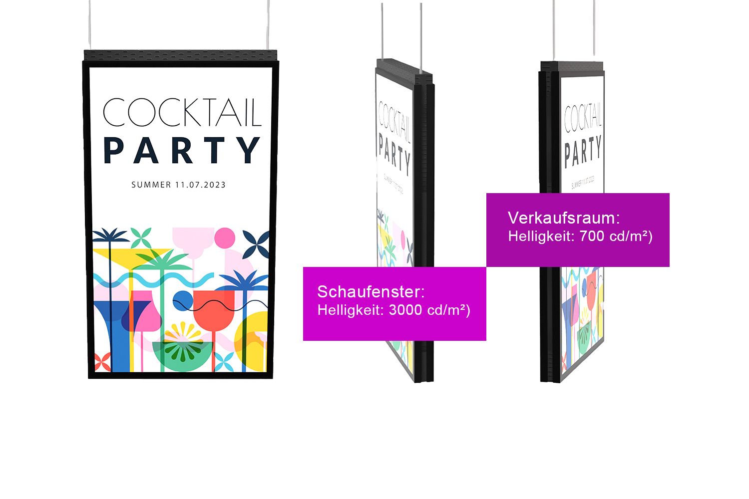 doppelseitige Digital Signage Monitore für Schaufensterwerbung und Verkaufsraum