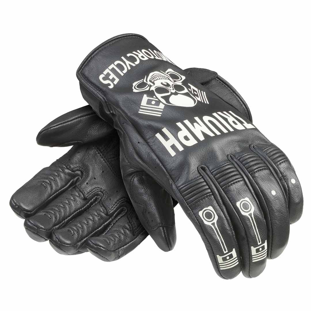 Triumph Piston Black Leather Motorcycle Glove - MGVS25502