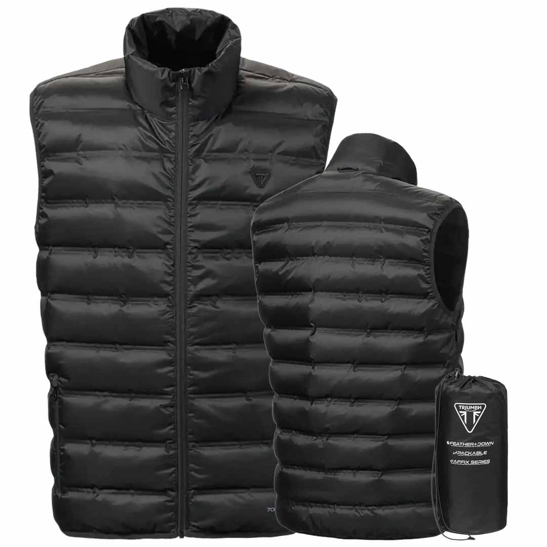 Triumph Black Welded Down Gilet Packable Vest with 700 fill power down insulation - MFNS25001