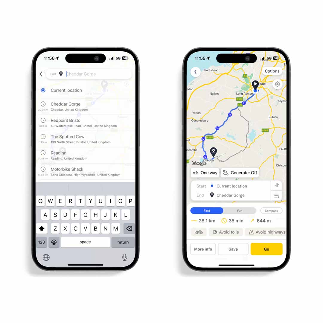 Triumph Beeline Moto II Motorcycle Navigation App International Coverage