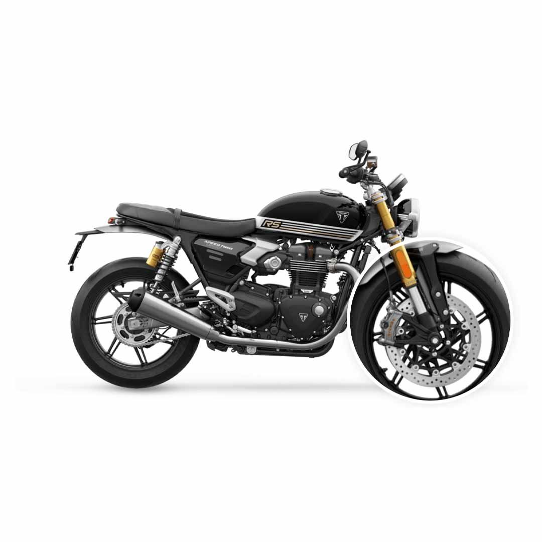 Installed On Bike: Triumph Speed Twin 900 1200 RS CNC Machined Fork Protectors - A9648078