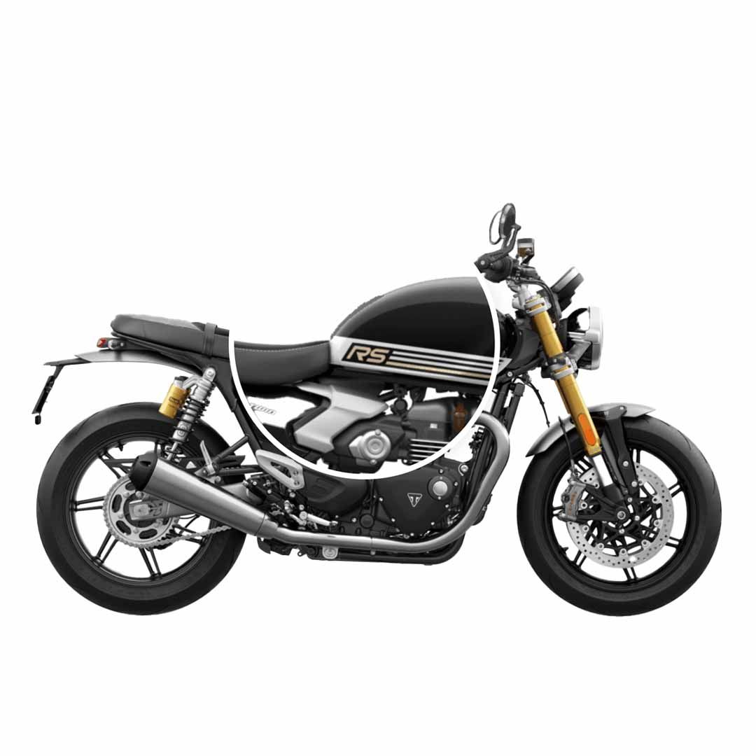 Installed Triumph Speed Twin 1200 900 Black Rubber Tank Pad - A9798060