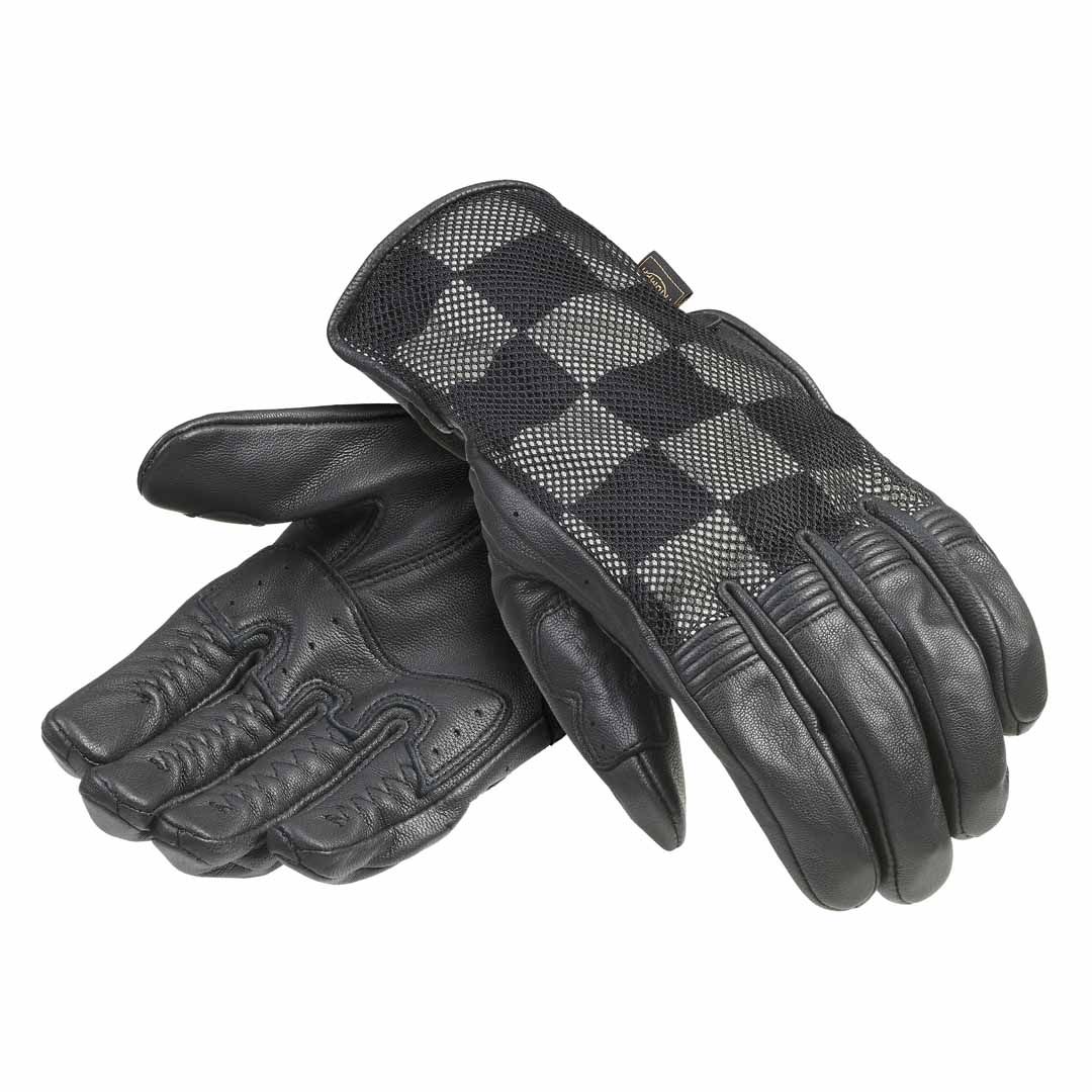 Triumph Checkerboard Black Bone Mesh Motorcycle Glove - MGVS25500