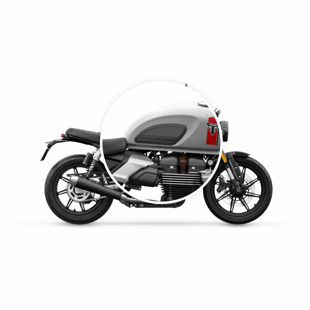 Installed Triumph Speed Twin 900 Rubber Self-adhesive Knee Pad Kit - A9798072