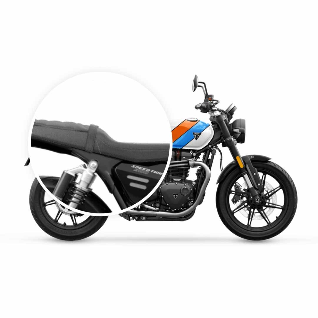 Installed Triumph Speed Twin 900 Low Black Dual Comfort Seat - A9708630