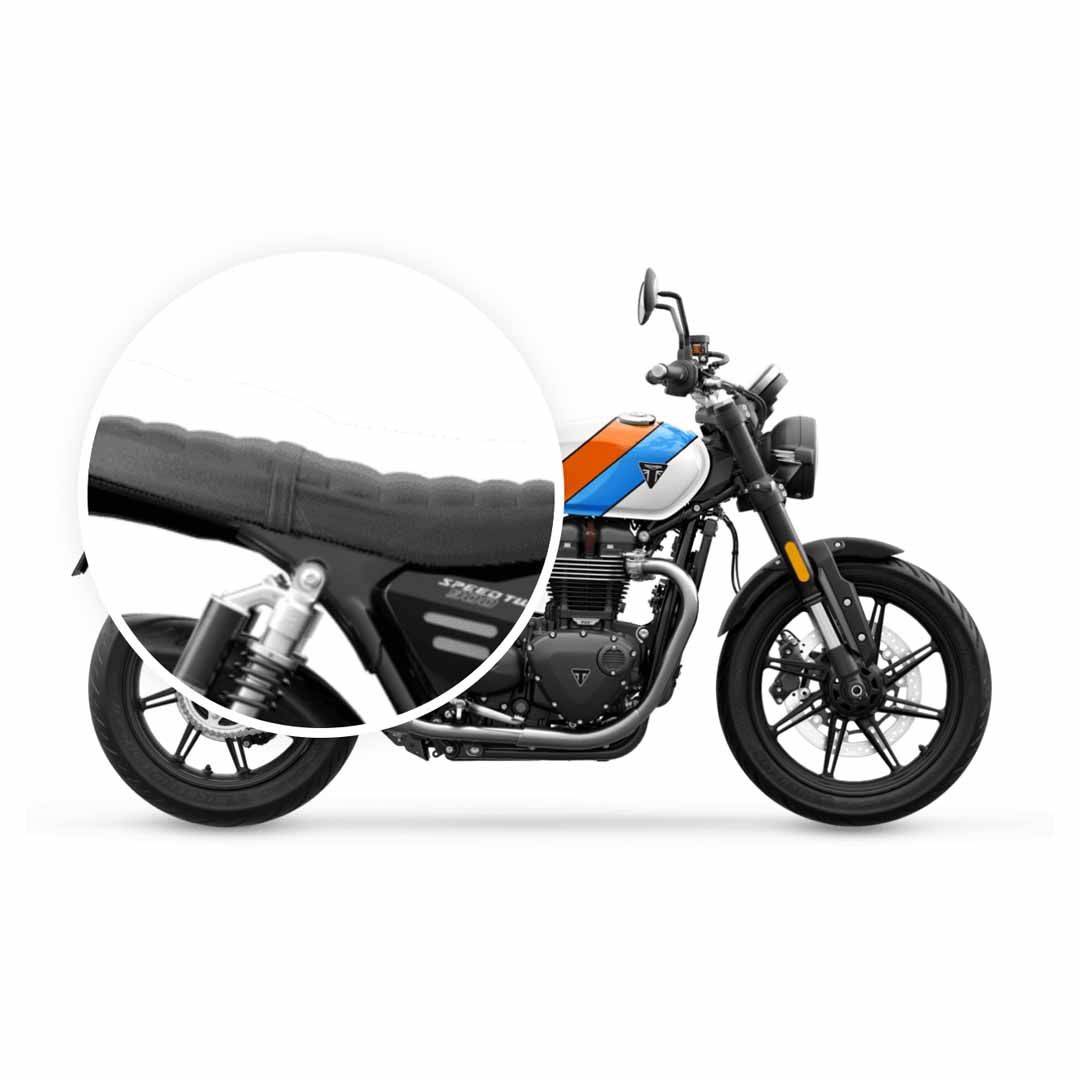 Installed Triumph Speed Twin 900 Black Ribbed Bench Seat - A9708628
