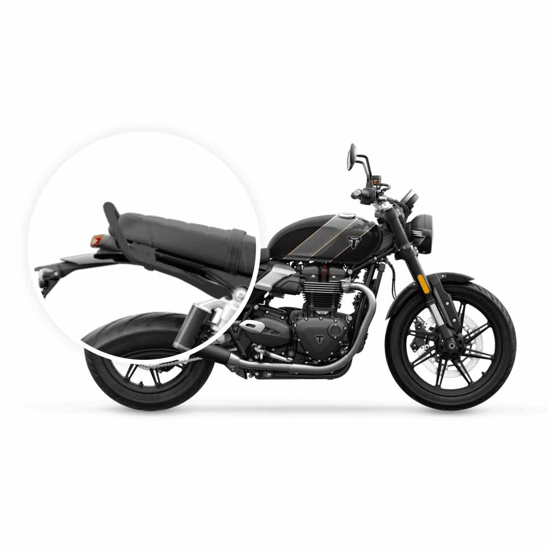 Installed Triumph Speed 900 Black Grab Rail Kit - A9758381