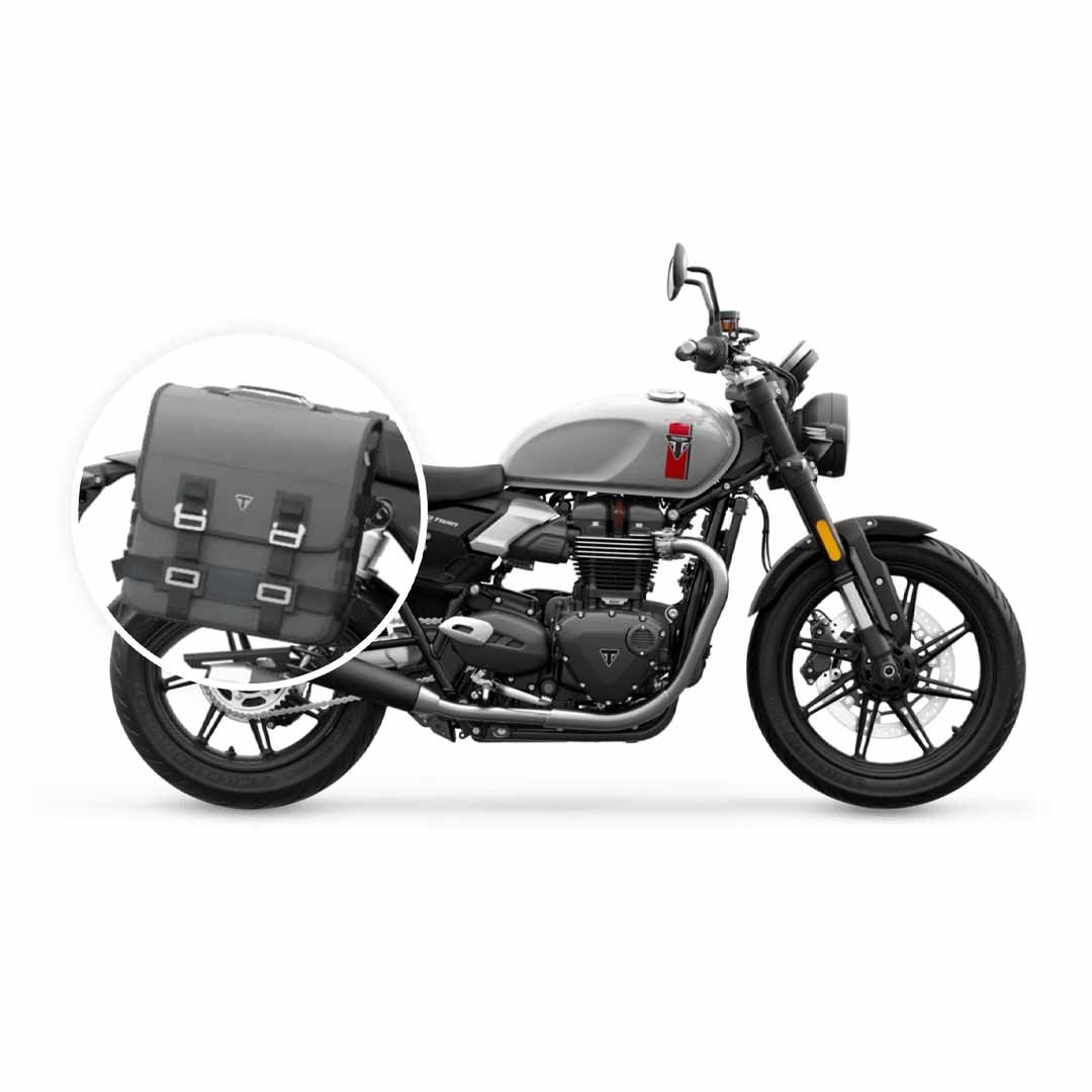 Installed Triumph Speed Twin 900 RHS Rugged Pannier Kit - A9518041