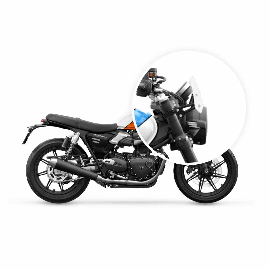 Installed Triumph Speed Twin 900 Flyscreen Mounting Kit - A9708701