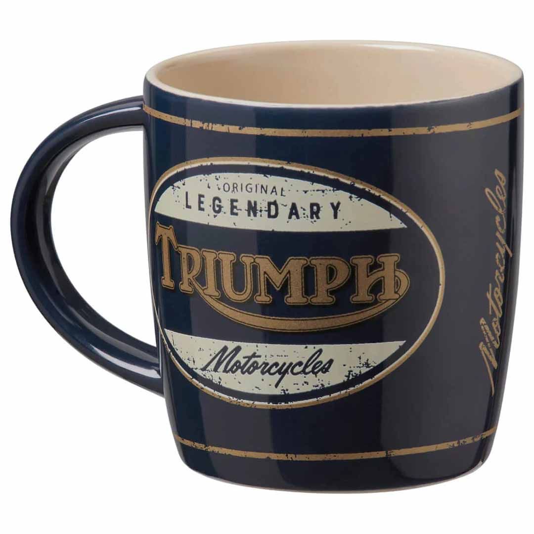 Triumph Legendary Motorcycles Ceramic Coffee Mug with vintage gold and cream graphics and cream interior - MLMA24903