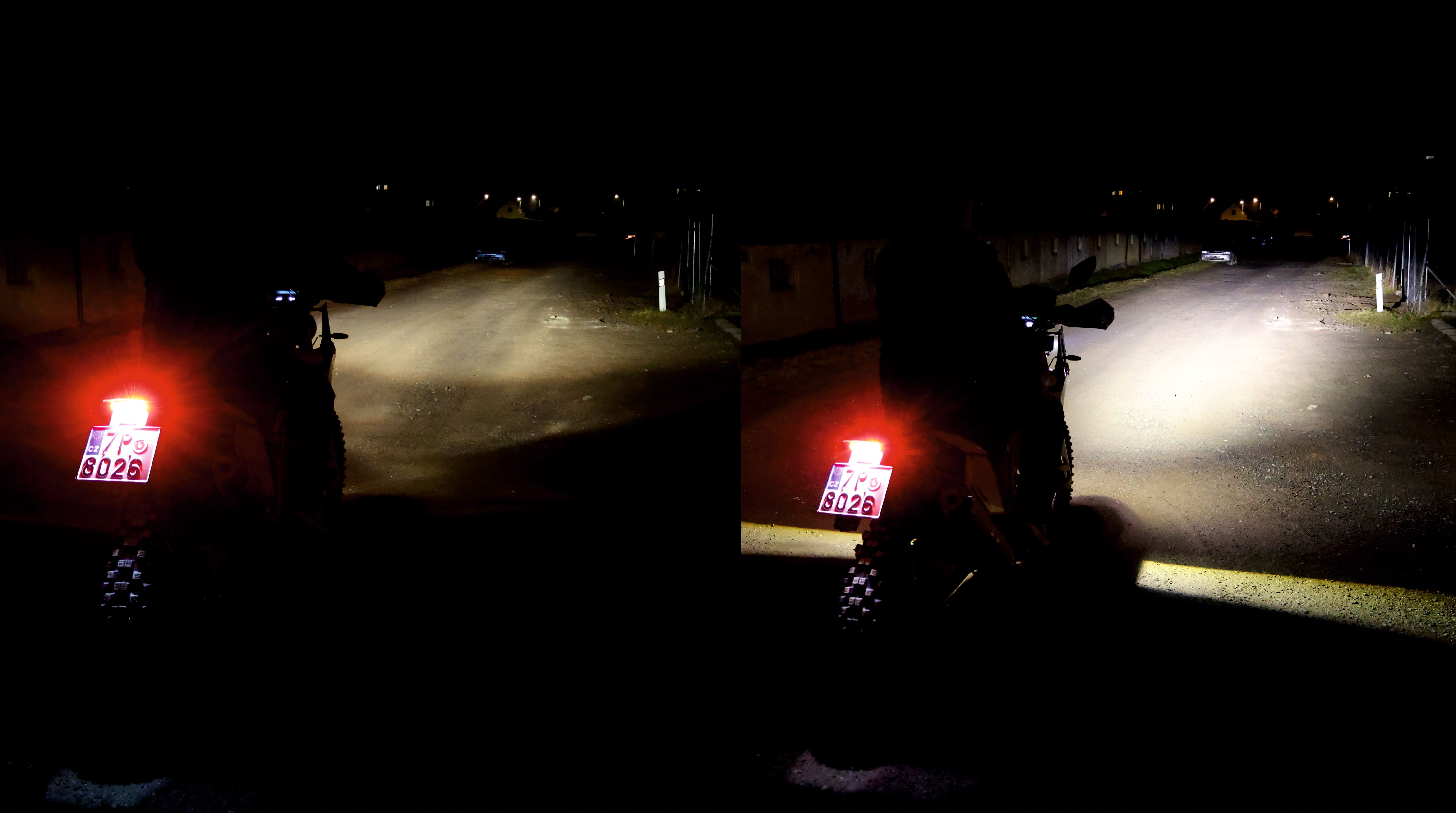 AJP PR7 Street-Legal XH1 LED Headlight kit - Low Beam Comparsion