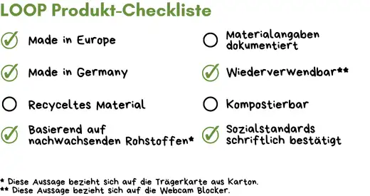 Webcam Blocker Werbeartikel Checkliste