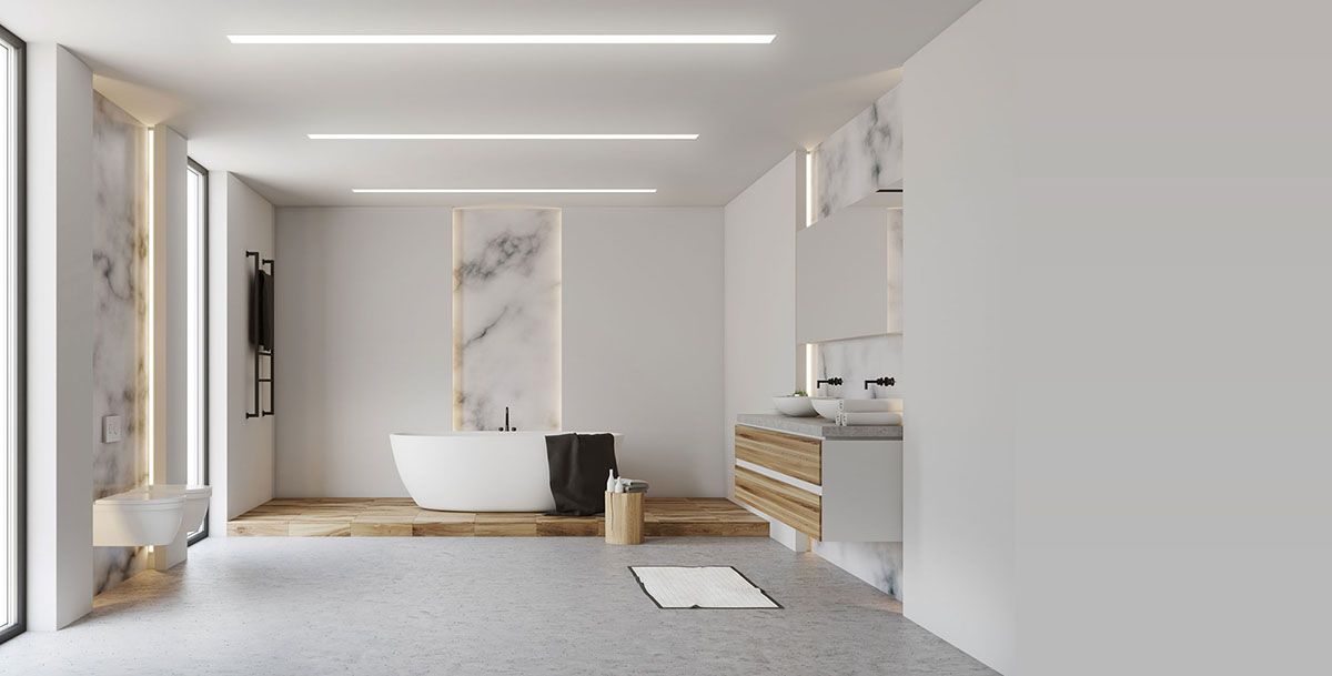 Breites LED Profil Trockenbau für Bad