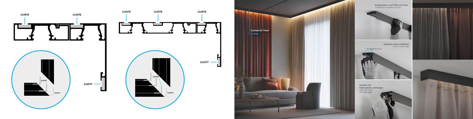LED Profil für Gardinen