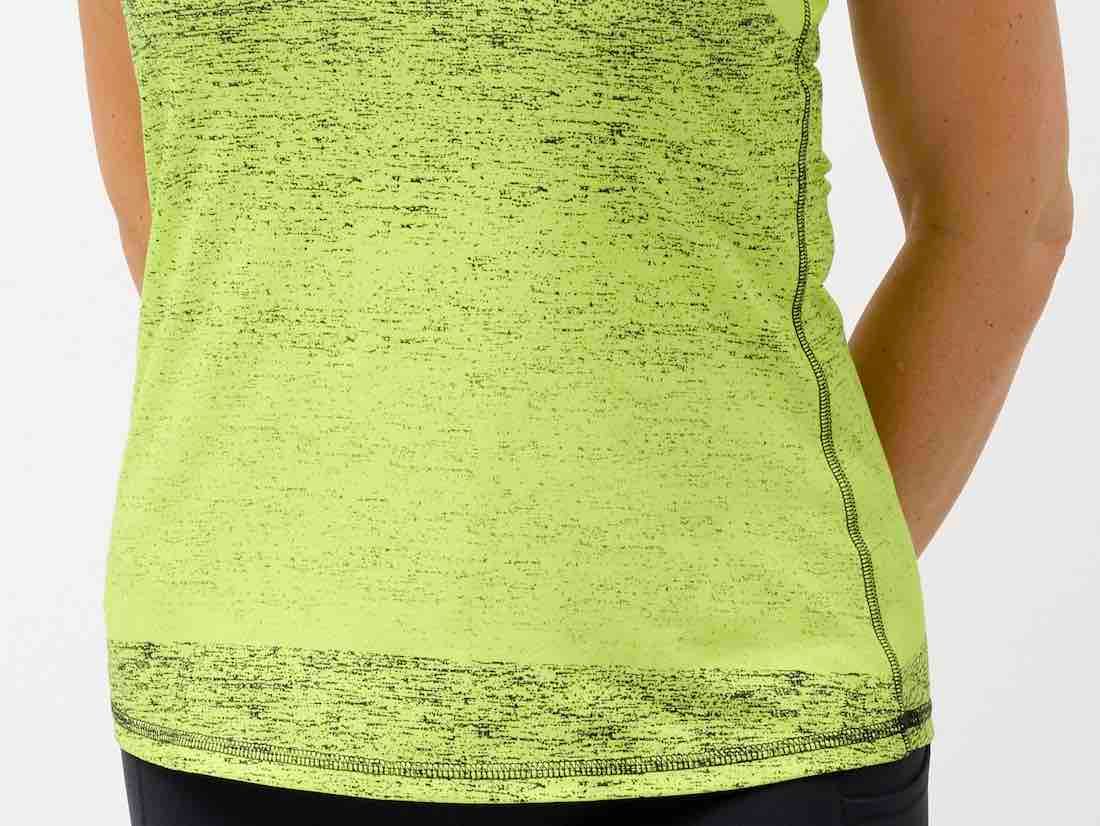 Close up view of the beautiful soft moisture wicking fabric
