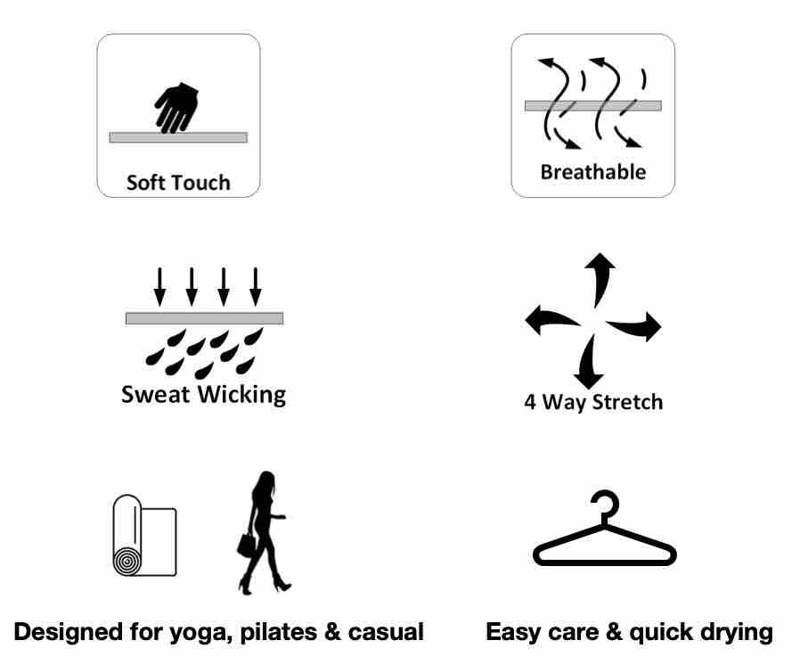 Classy stretchy Track pants features shown as icons