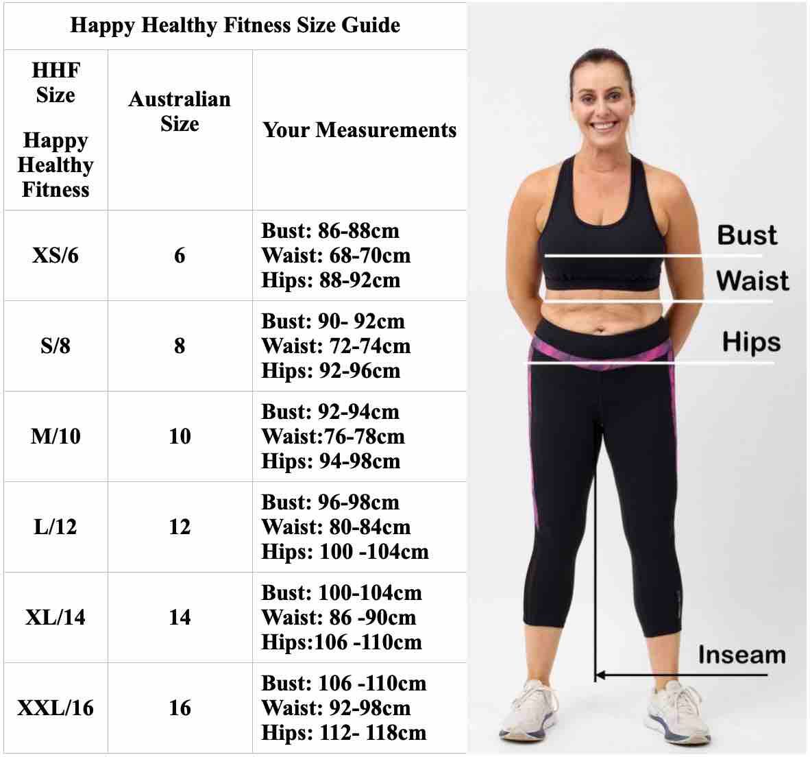 Top size and measurement guide