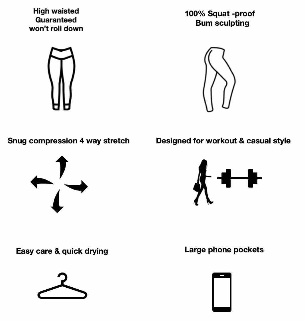 Legging Product features you will love shown as icons