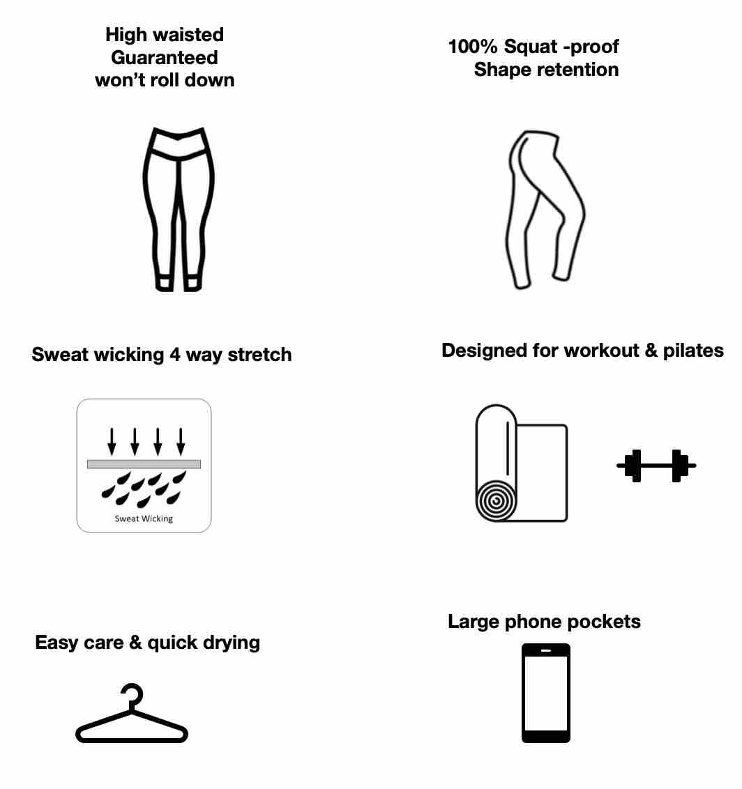 Legging Product features you will love shown as icons