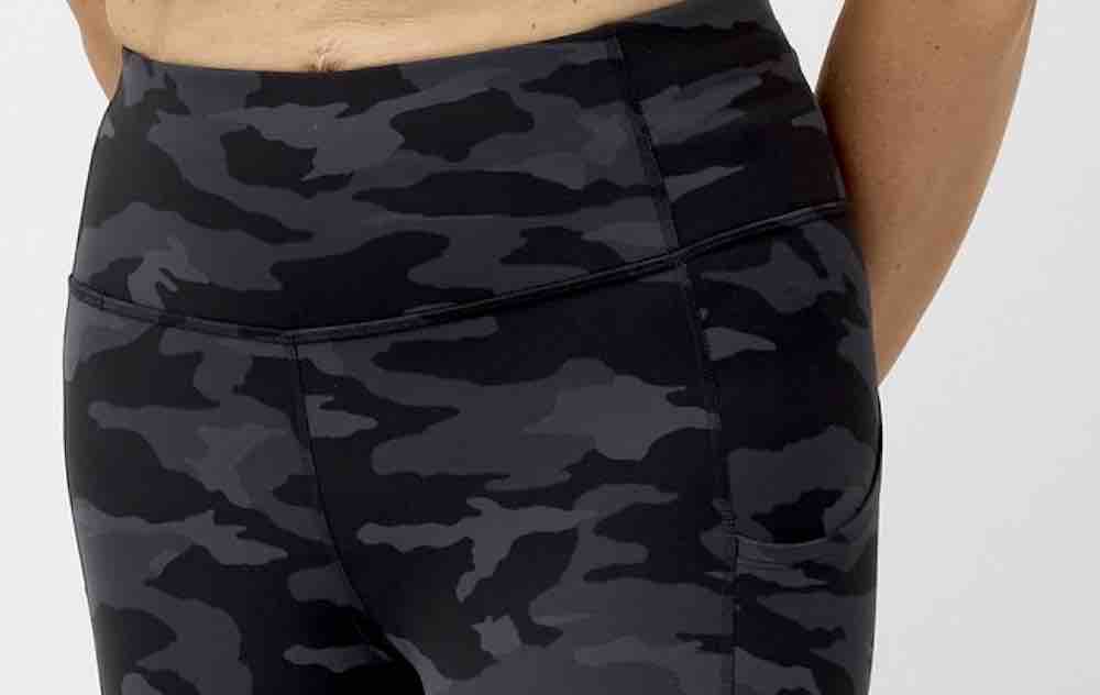 Close up of camo buttery soft fabric