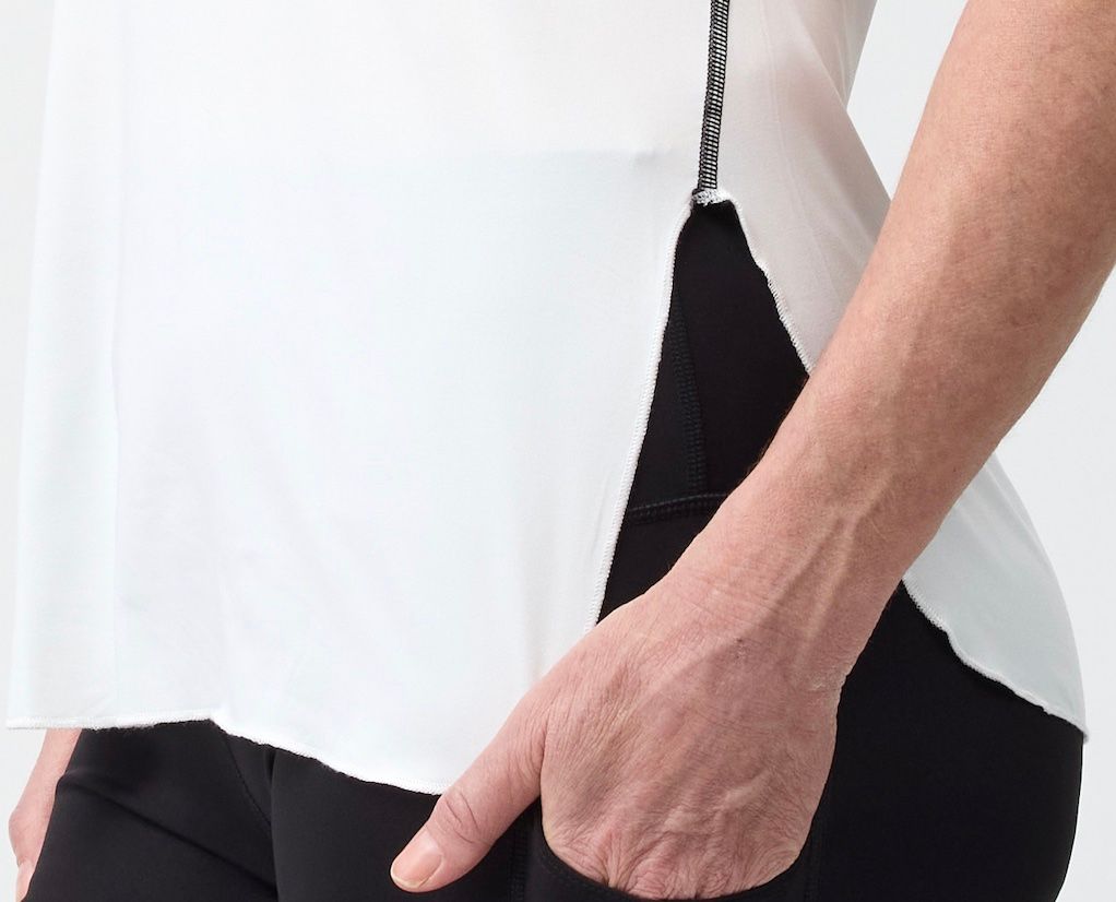 Close up view of the beautiful soft moisture wicking fabric