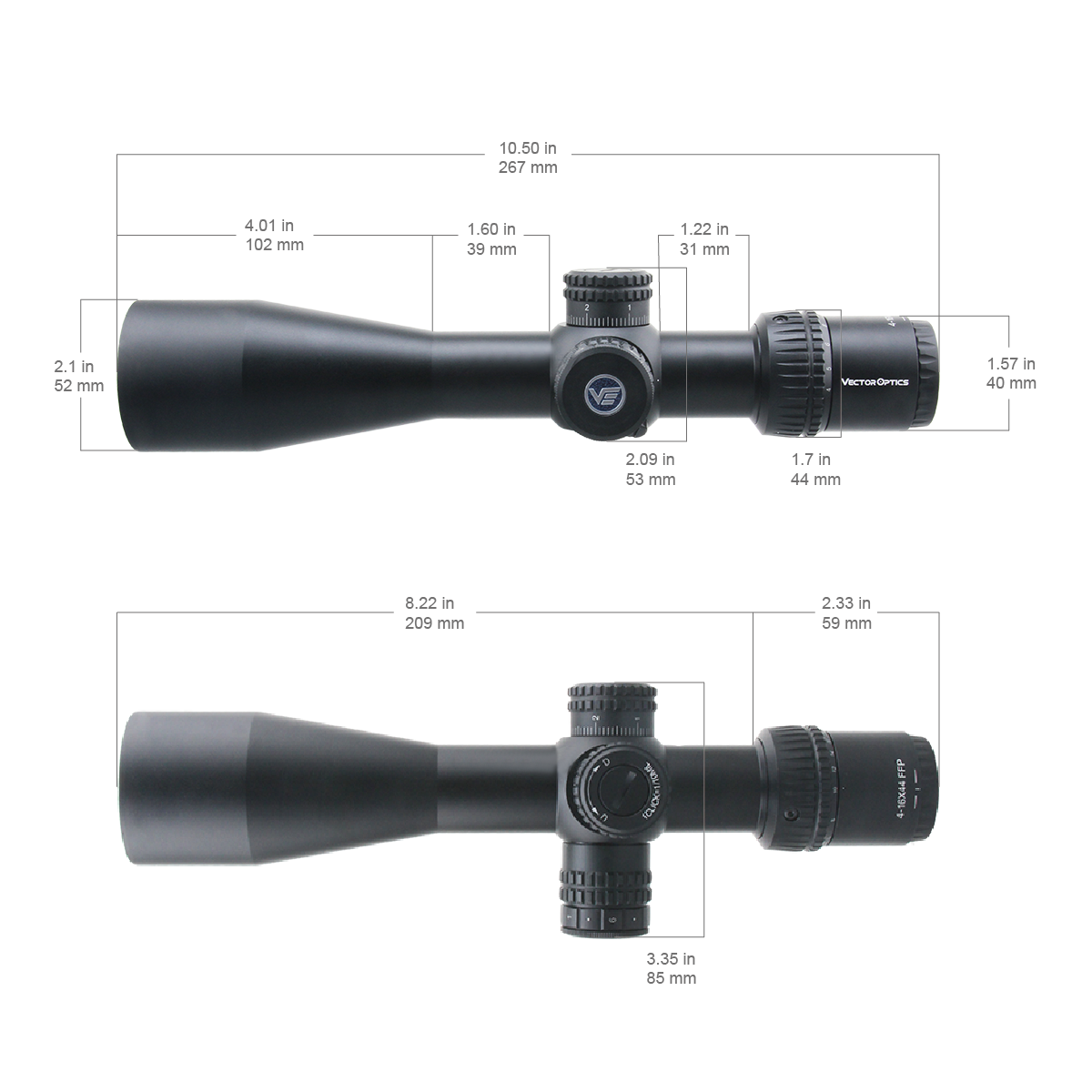 Vector Optics Veyron Compact Air Rifle Scope 6-24x44 FFP Ultra Compact  Rifle Scope - 1/10 MIL Per CLick Adjustment