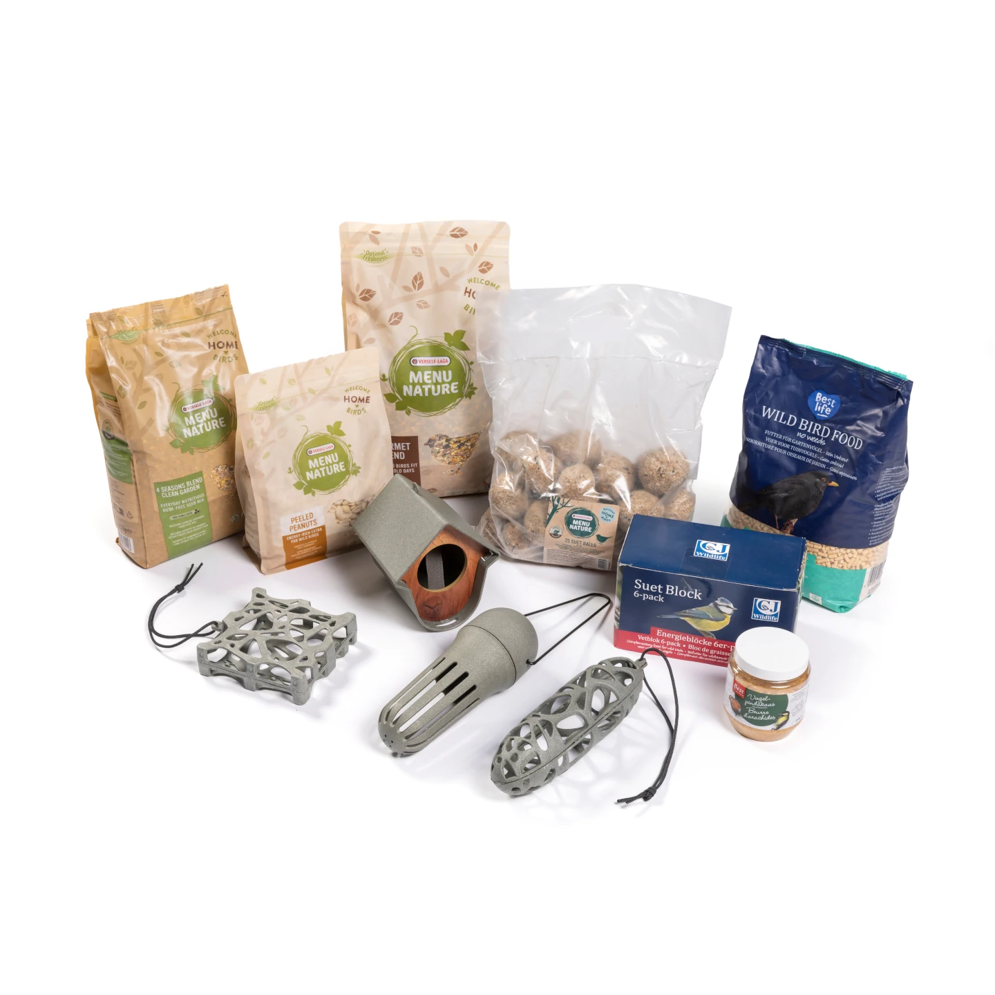 Feeder house starter pack for bird feeding station with 4 hooks