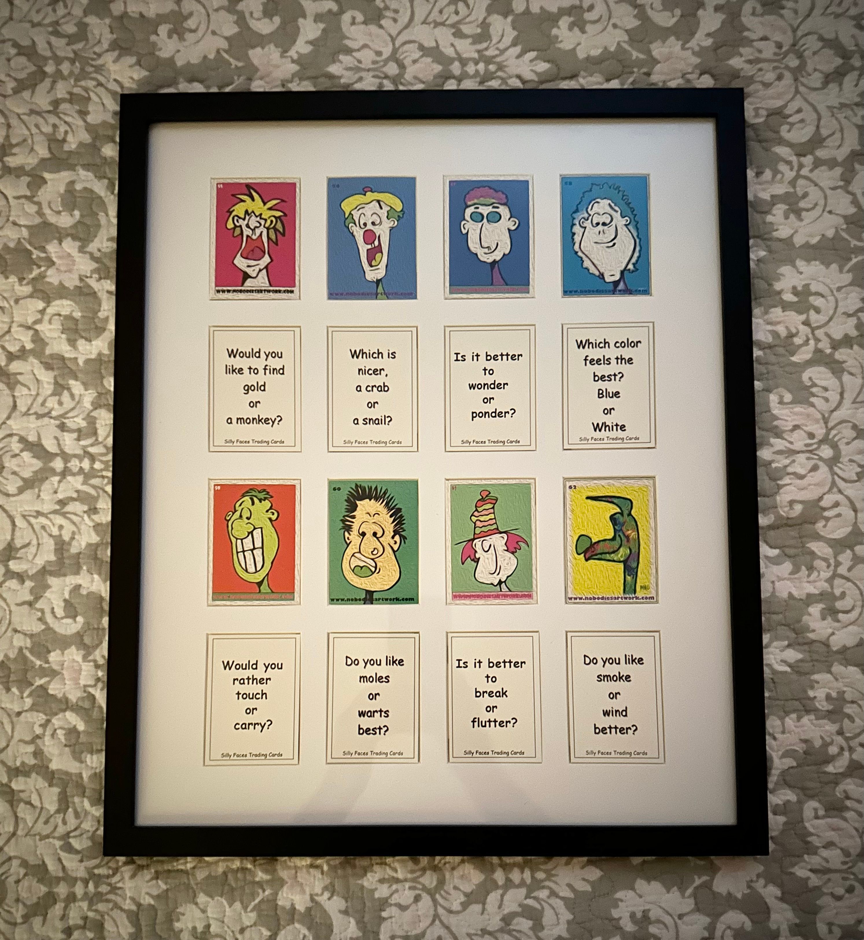 Silly Faces Framed Trading Cards