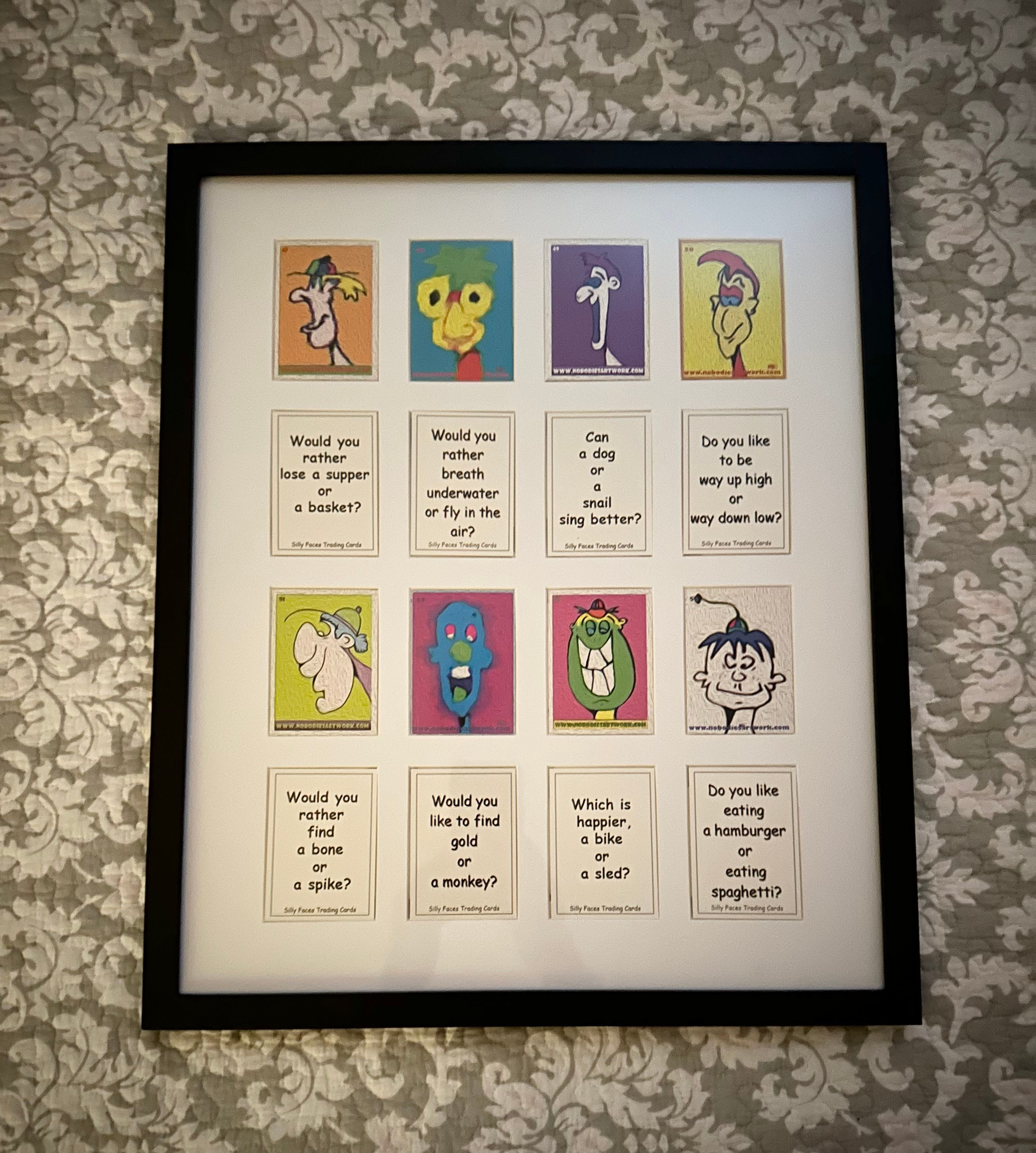 Silly Faces Framed Trading Cards