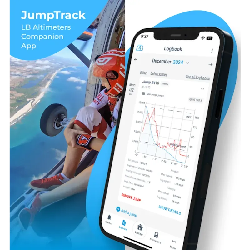 Application JumpTrack pour altimètre audible Quattro 3 LB Altimeters