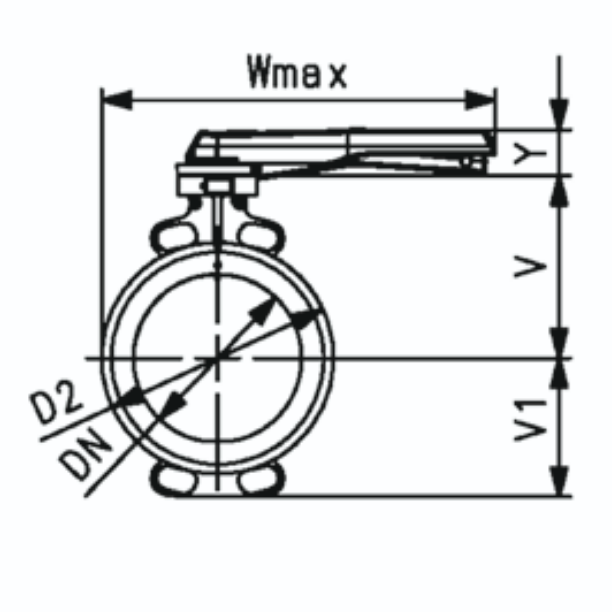 Diagram of GF 565 Wafer Style Butterfly Valve Front