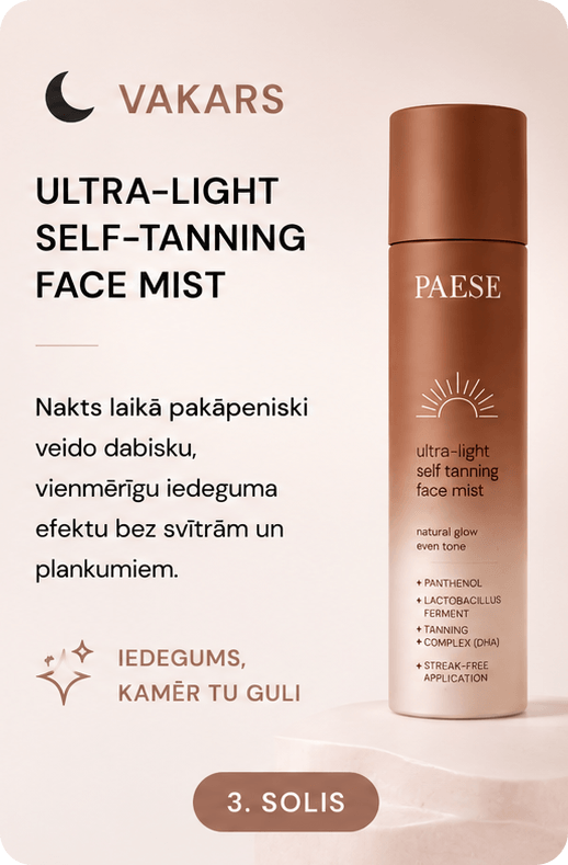 PAESE Ultra-Light Self-Tanning Face Mist — вечерний уход