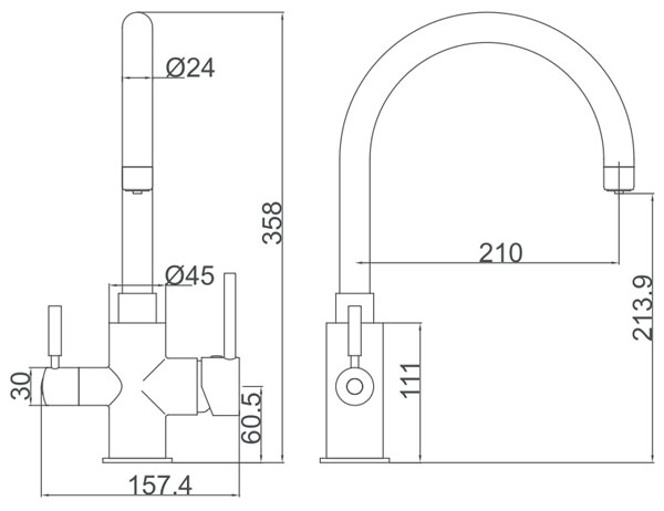 Chrome mixer dimensions