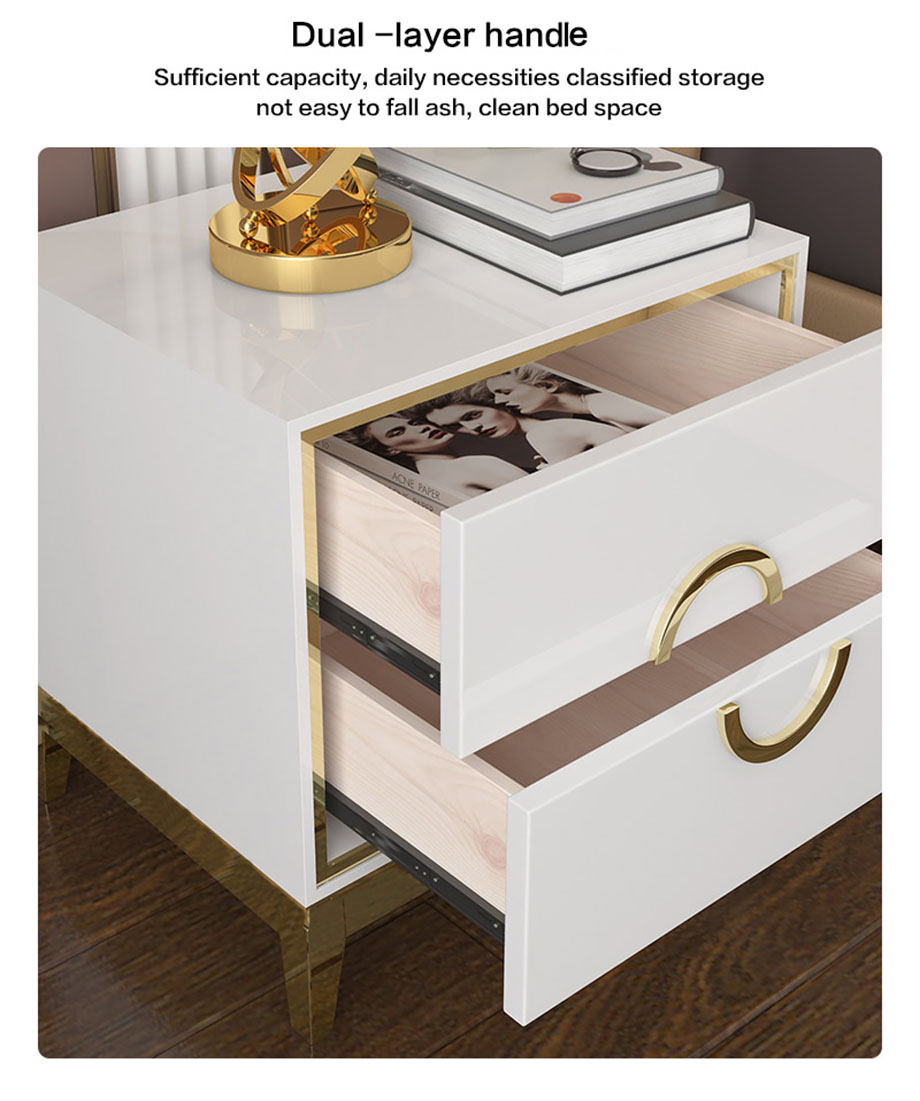 Ofix Bell Dual Layer Handle Bedside Table (with Drawer)