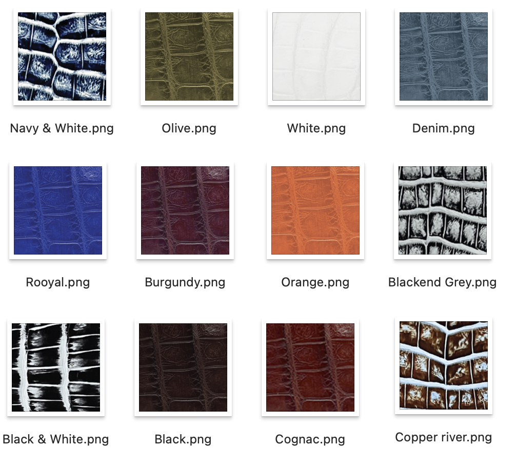 Caiman Leather Colors 