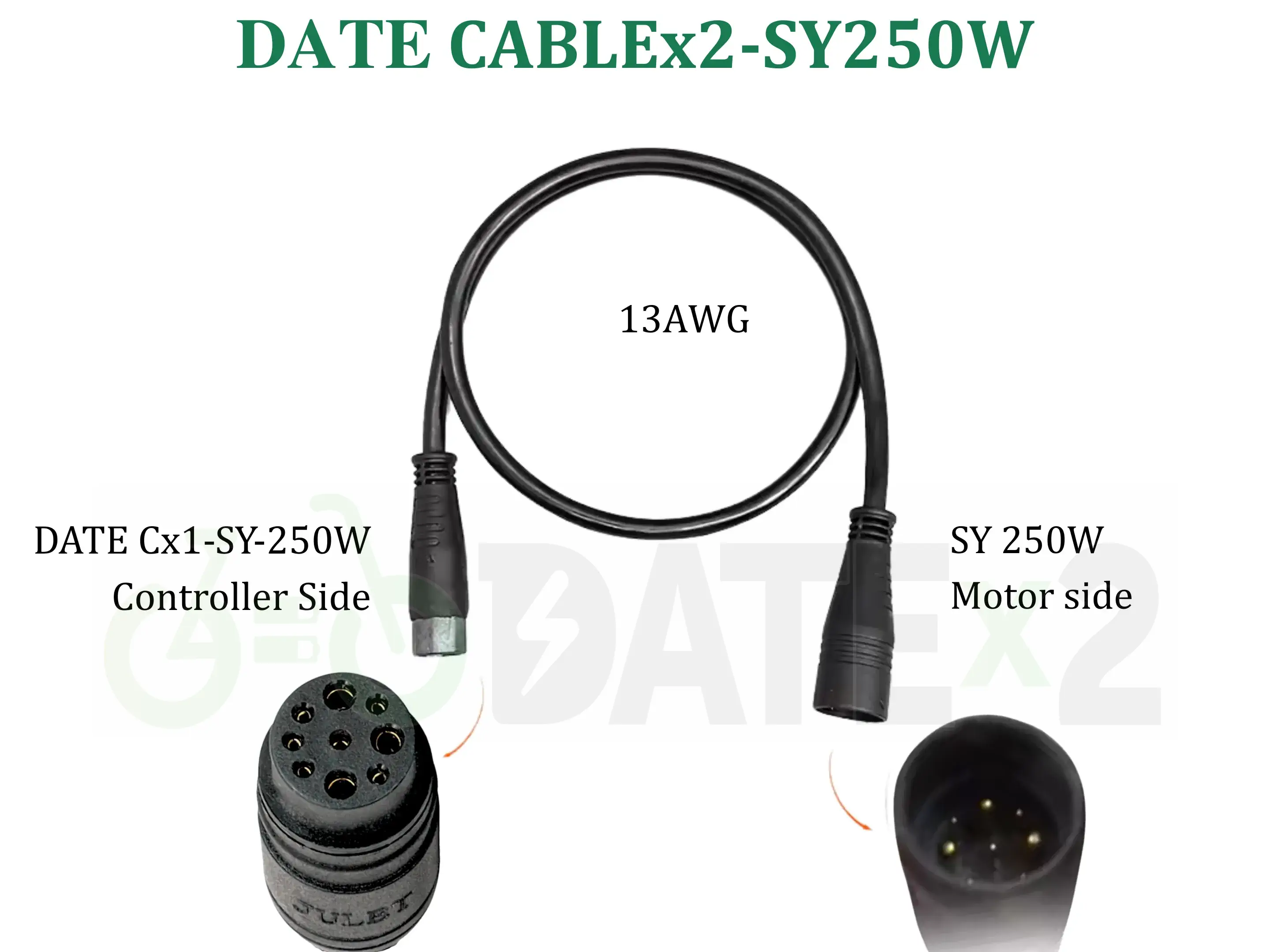 DATE SY250W hub motor with visible electrical plug for controller connection