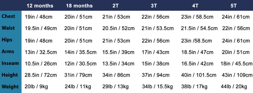 Tuffo Muddy Buddy Size Chart