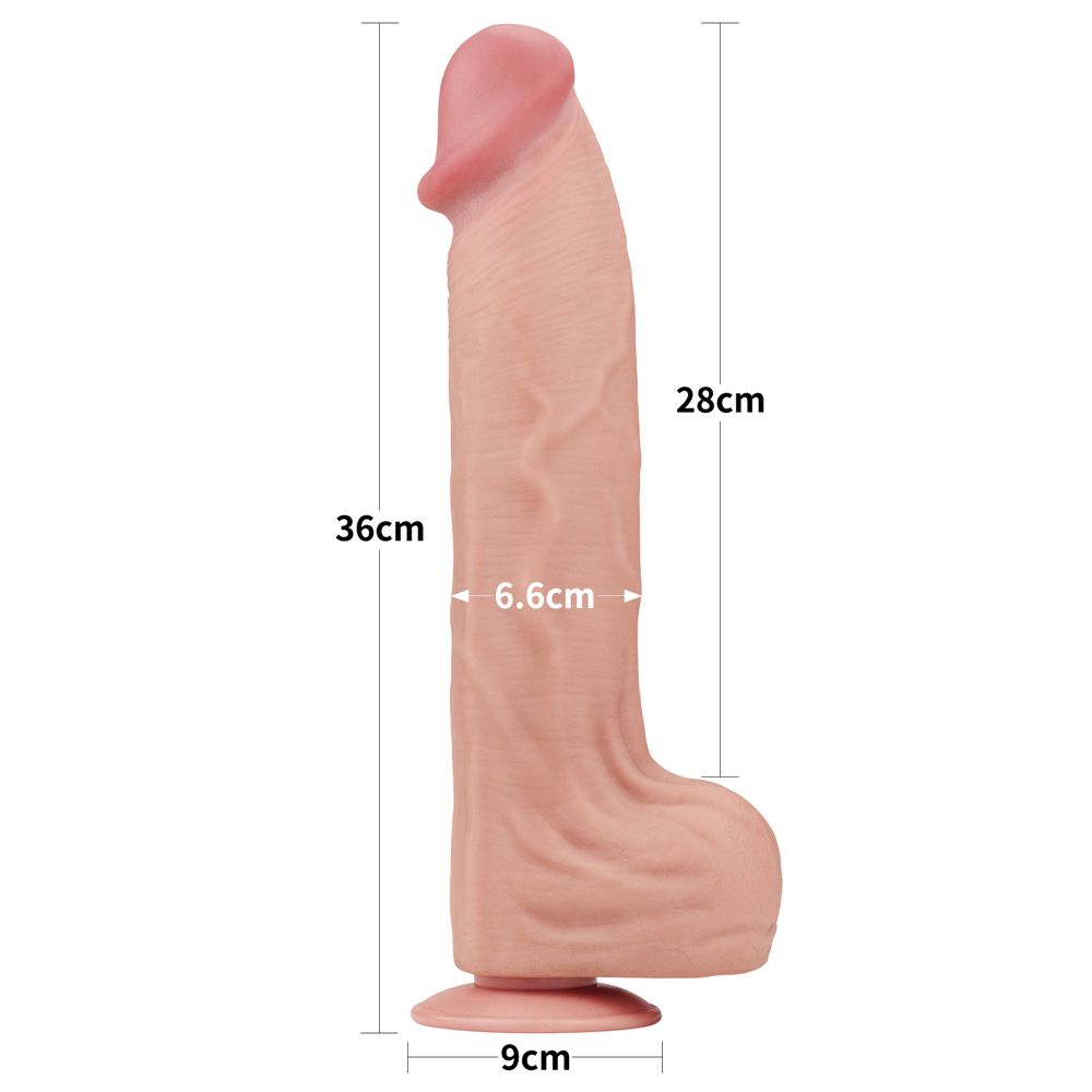 Lovetoy 14'' King Sized Sliding Skin Dual Layer Dildo