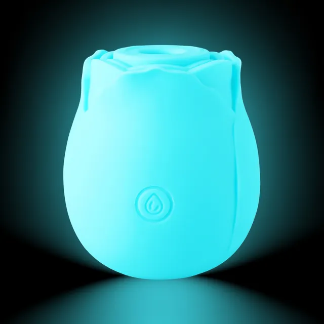 Glow-in-the-Dark Blue Silicone Rechargeable Clitoral Sucking Rose