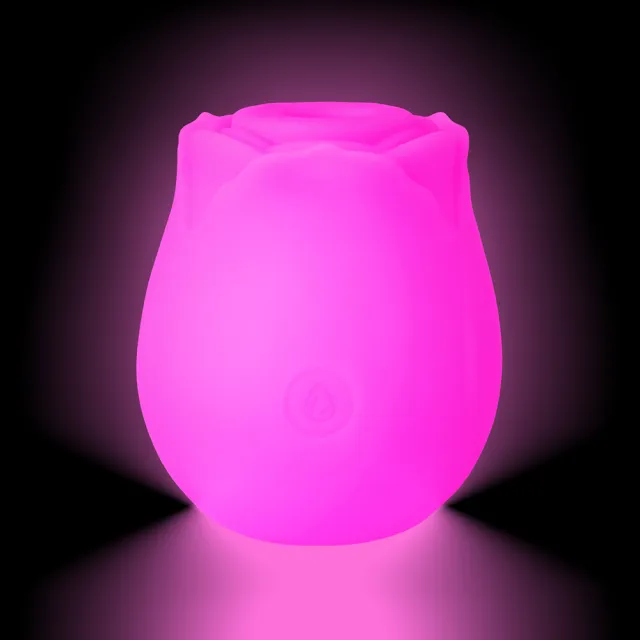 Glow-in-the-Dark Magenta Silicone Rechargeable Clitoral Sucking Rose